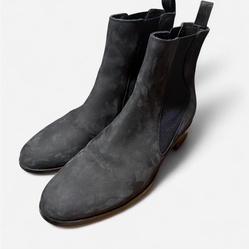 LK Bennett London Navy Suede Chelsea Ankle Boots Size 38 US 7 Minimalist Chic